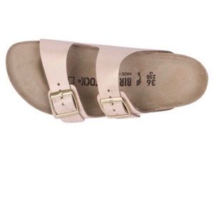 Birkenstock Arizona washed metallic rose gold